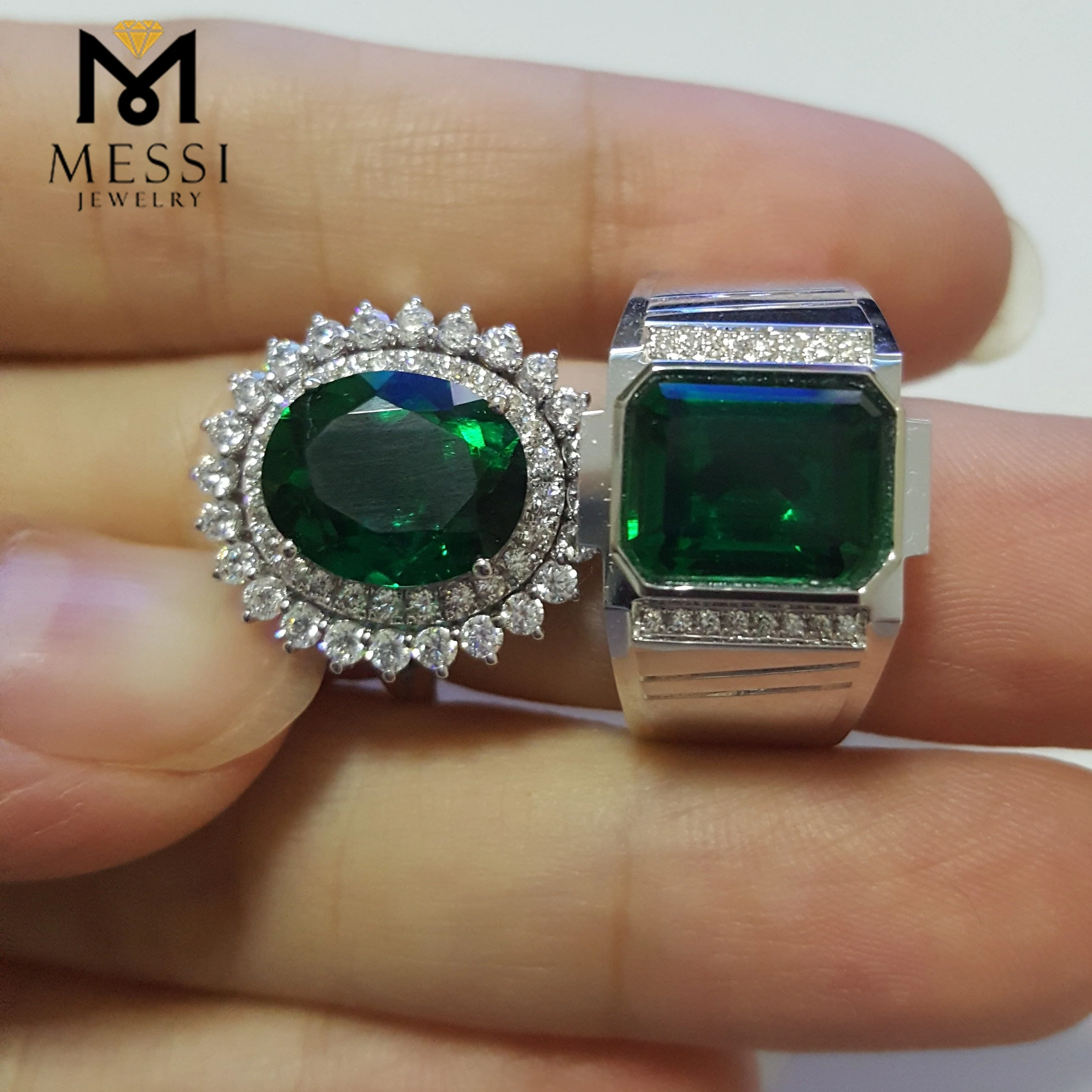 Messi Gioielli anello verde smeraldo dei monili di forma di fiore