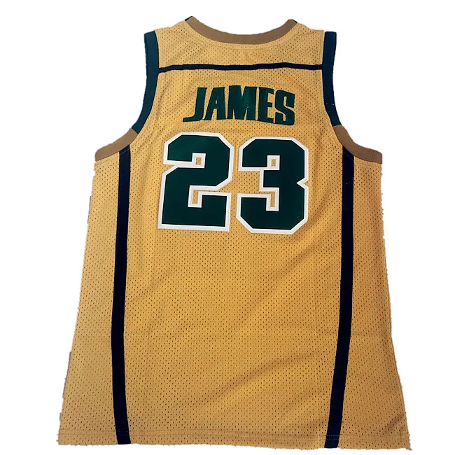 Wholesale Custom James #23 gold color Irish high school jersey custom  basketball jersey embroidery From m.