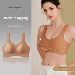 Women's Everyday Knitted Wire-Free Breathable Thin Supportive Gathering Style Seamless Bra
