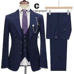Cenne Des Graoom 2026 Latest Coat Design Men Suits Stripe Tailor-Made Slim Fit 2 Button 3 Piece Set Blazer Vest Pants Wedding