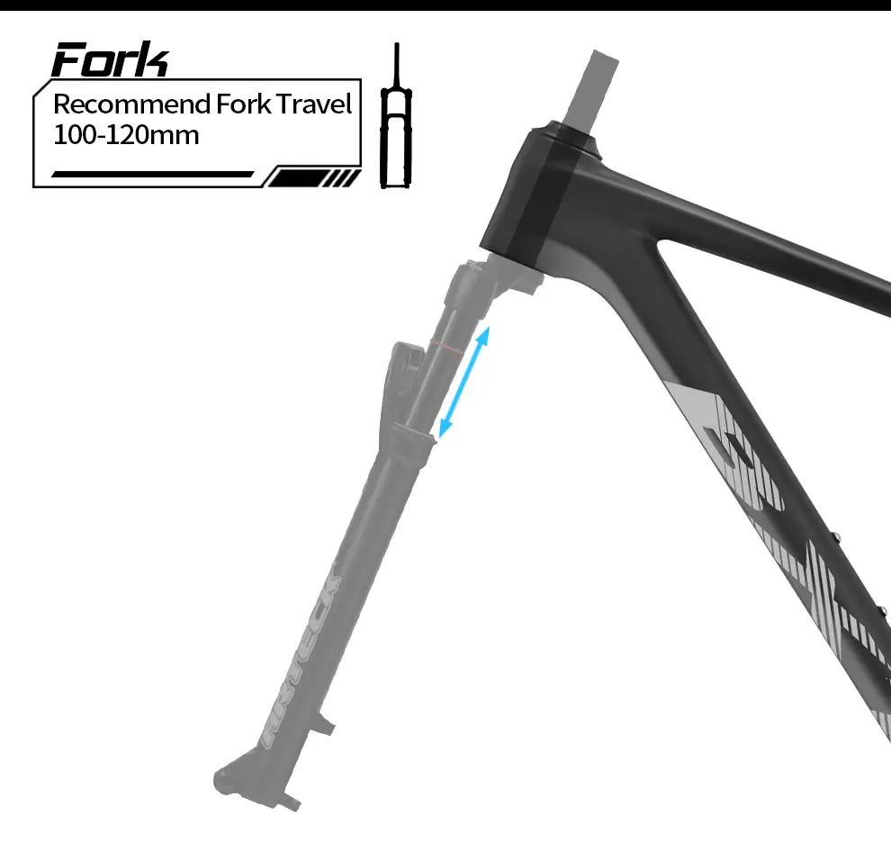 Cadre VTT Carbone BXT 29" Hardtail - T47 Boost - 12x148mm - Neuf Avec Kit - Pour Montagne