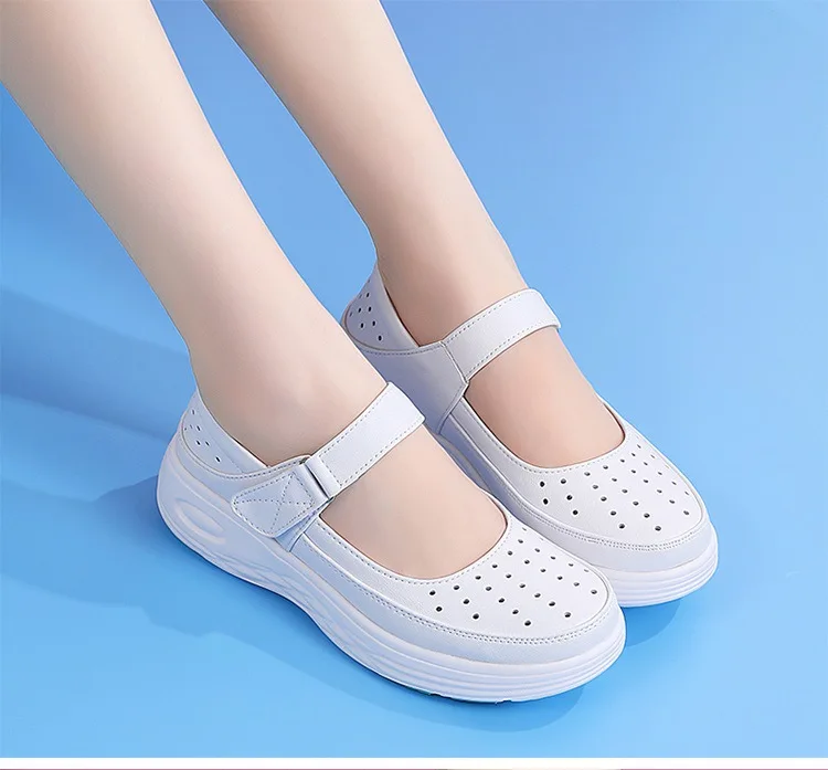 HOT Women's Nursing Shoes for Hospital Nurse White Shoes Casual Comfort Breathable Soft Bottom Flat Anti-slip Safety Work Shoes