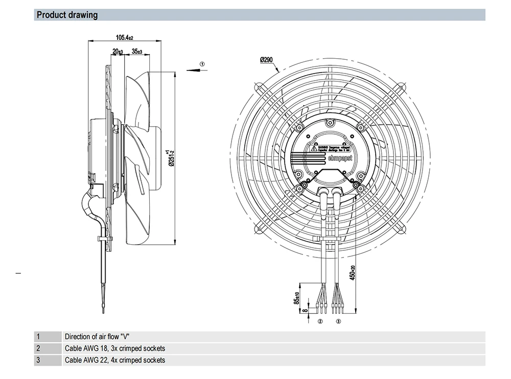 Axial Fan, S3G250-BC54-01, 250mm - detail 4