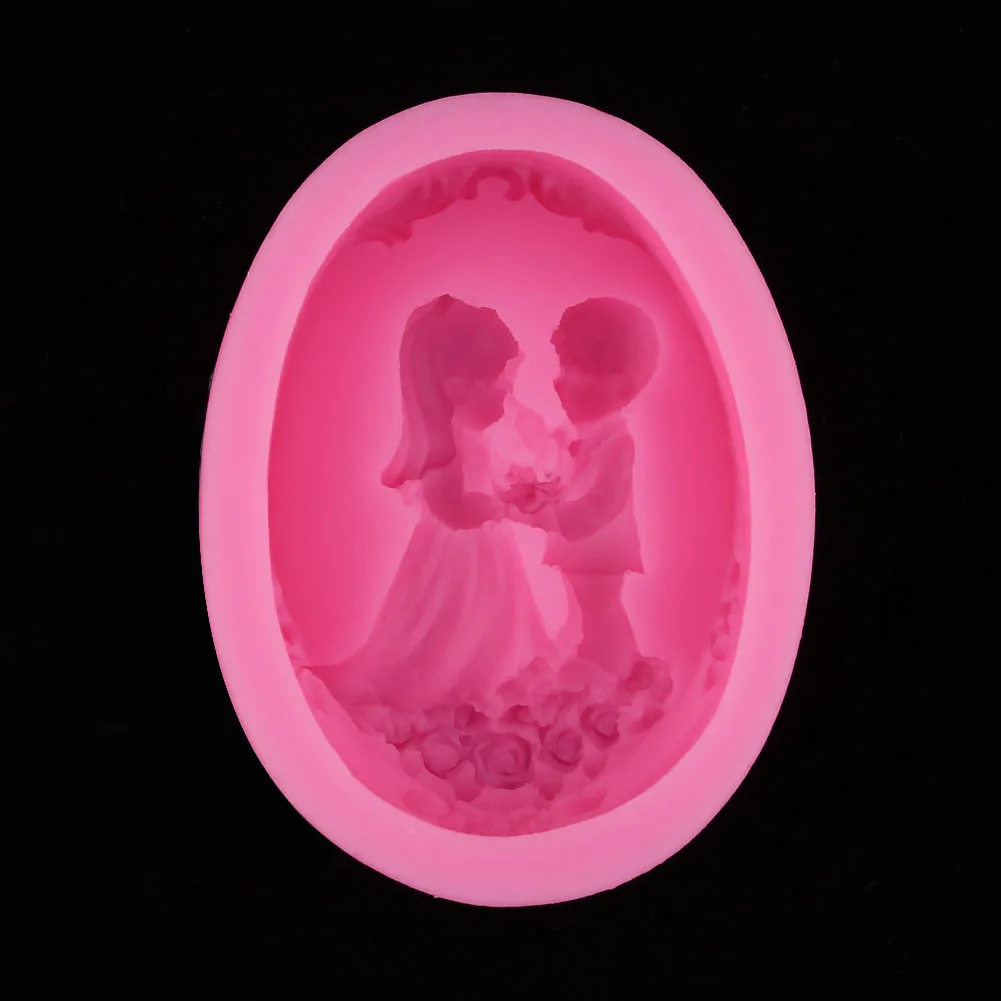 3D Bride Groom Silicone Fondant Mould Cake Mold DIY Candy Baking Decor Tool QK 