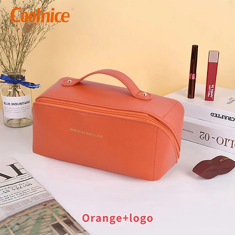 Custom Pu Leather Cosmetic Makeup Bag Pouch Skincare Cosmetic Partition