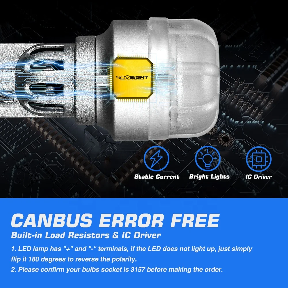Novsight Auto Lighting System LED T15 Canbus 3020 3SMD 1W White Red Yellow Interior Driving Turn signal Light T15 Led