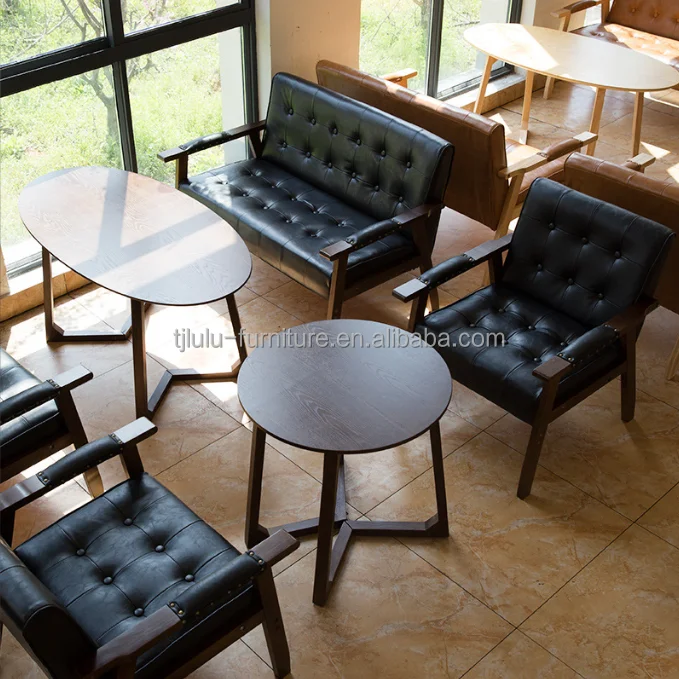 Italian Luxury Modern Wood Pu Leather Cafe Sofa Chair Dining Room