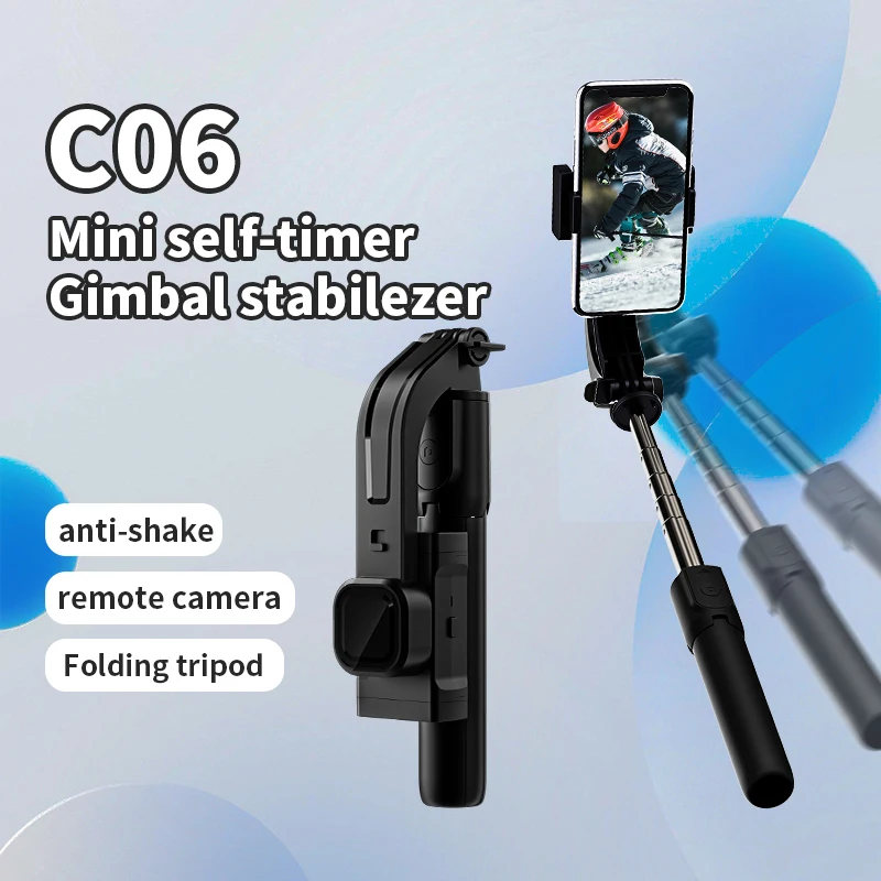 C06 Handheld Foldable One Axis Mobile Phone Gimbal Stabilizer Wireless Remota Vlog Photo Selfie Stick Tripod for Smartphone