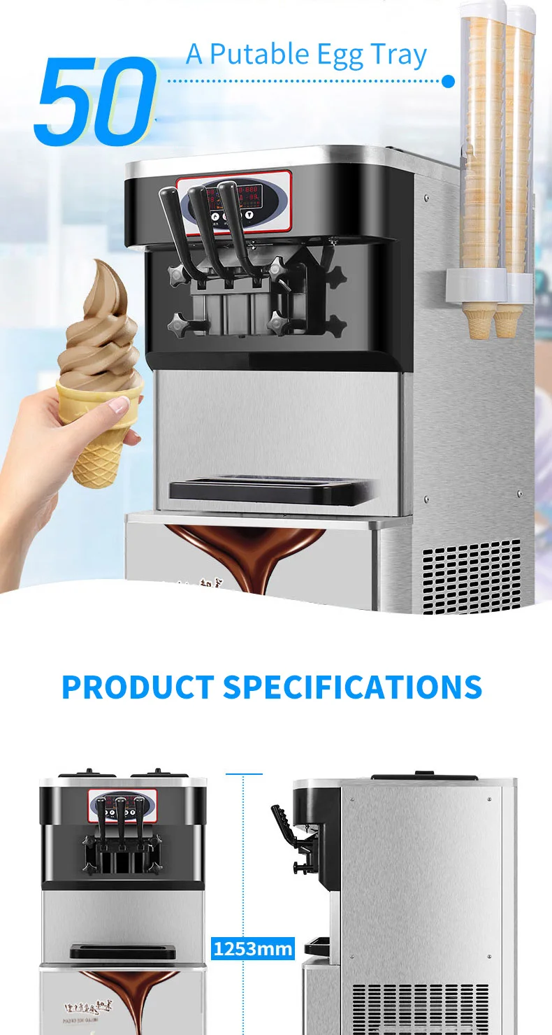 Commercial Ice Cream Machine Intelligent Automatic High Output Cone Type Equipment Stain Steel