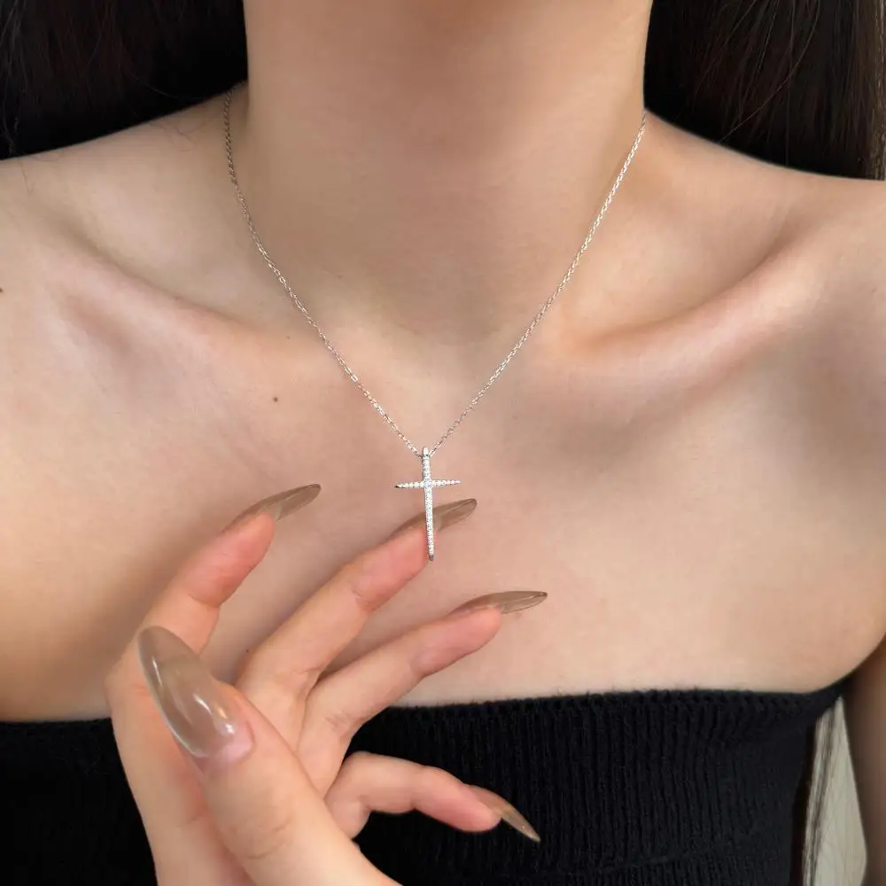KAKODIY small zircon women's necklace jewelry 925 sterling silver 18K gold plated religious cross pendant necklace detail 2