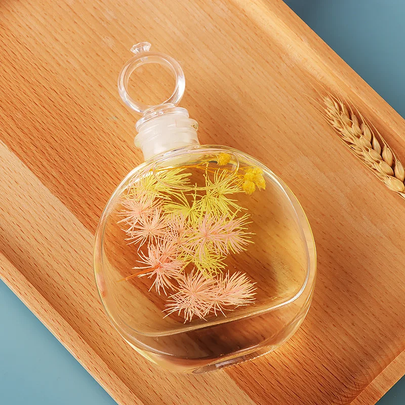 100ml Oblate Transparent Diffuser Glassware With Lid DIY Floating Packaging Bottles