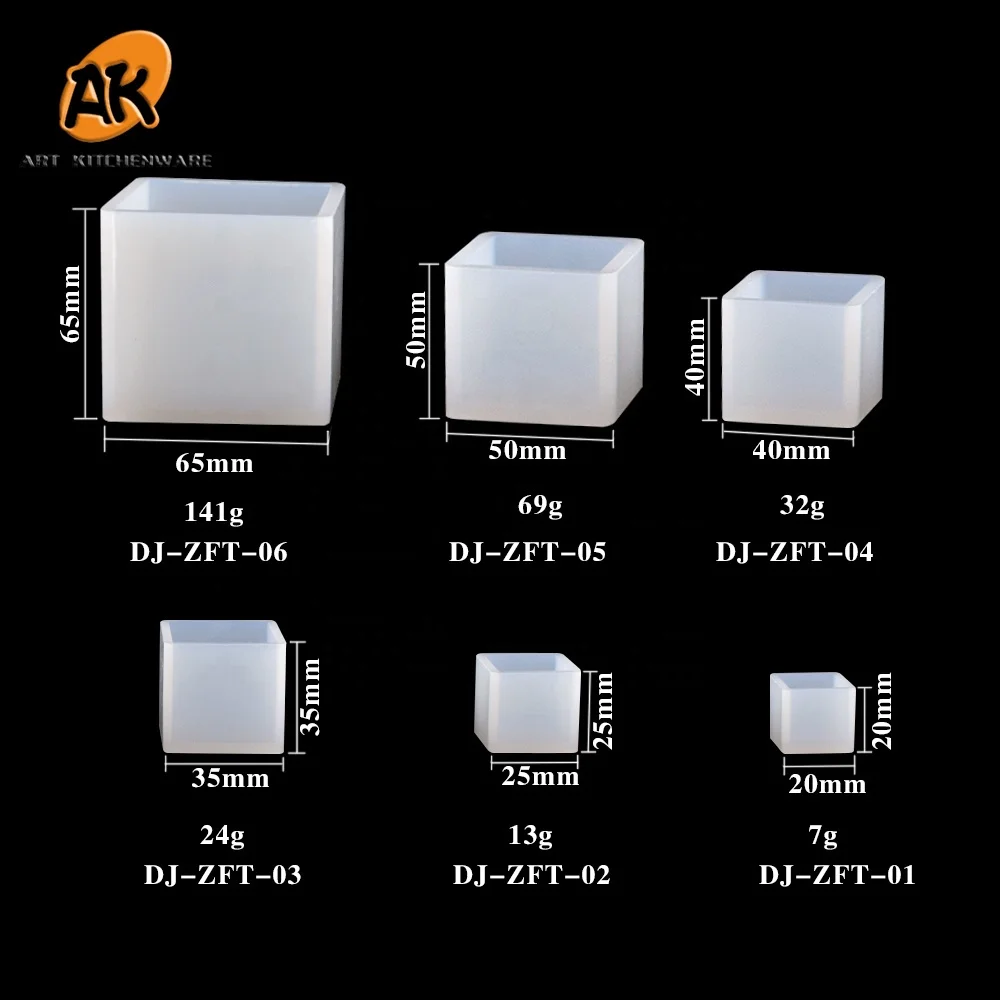 Set Di 5 Stampi Quadrati In Silicone Trasparente Per Resina, 2-6.5 Cm, Fai DaTE Gioielli E Creazioni