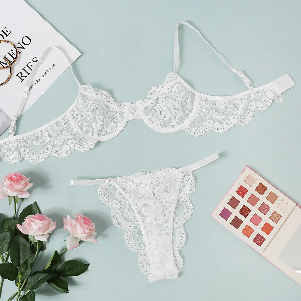Sexy lingerie see-through lace transparent bra women's thong full transparent  bra set white sexy three-point show -  - Buy China shop at  Wholesale Price By Online English Taobao Agent