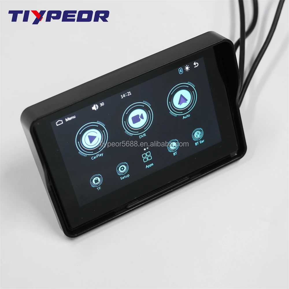 product tiypeor 5inch motorcycle gps navigation wireless carplay android auto waterproof dvr drive recorder moto monitor wifi-8