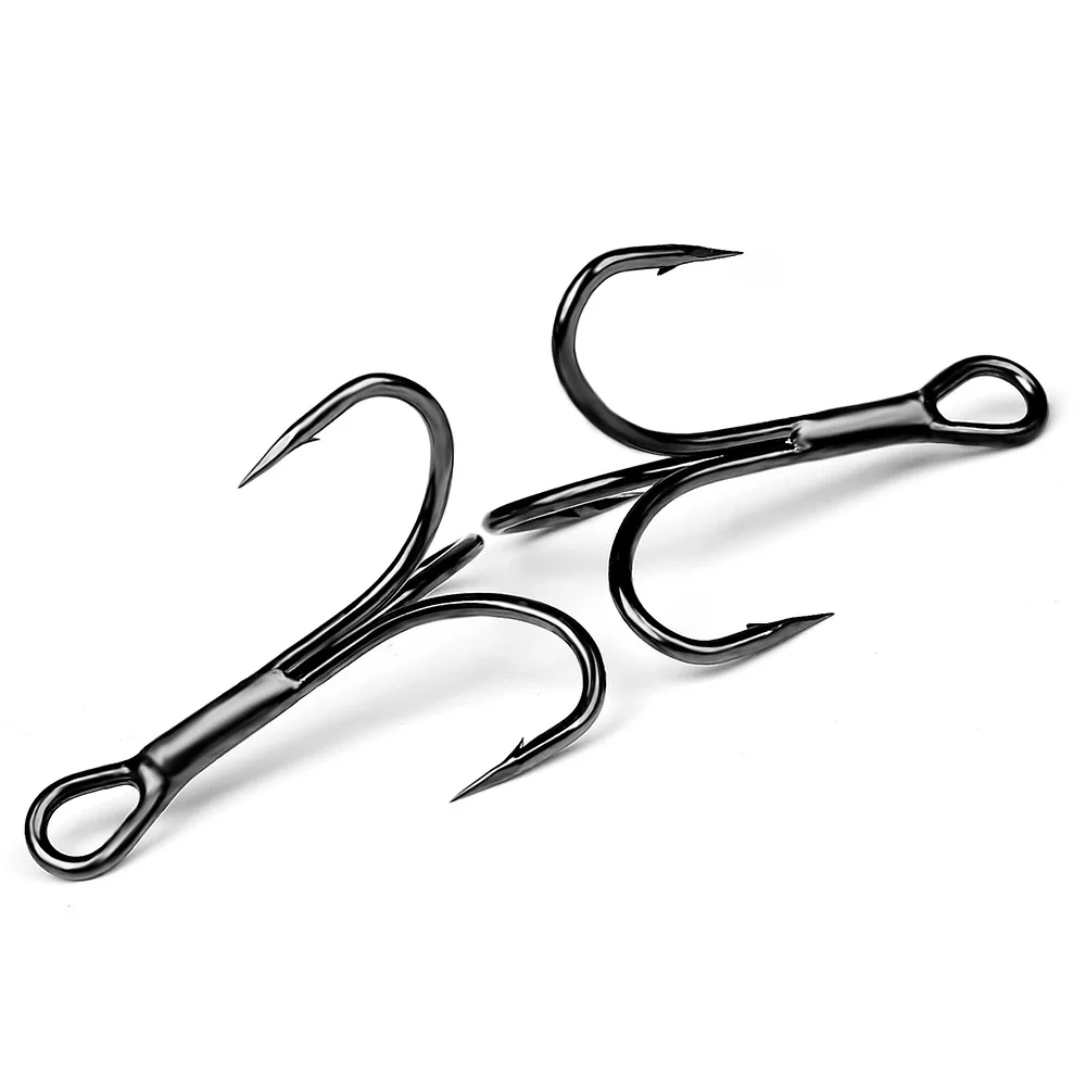 Newmajor 35648 24 Fishing Hooks Black Barbed Triple Fishhook