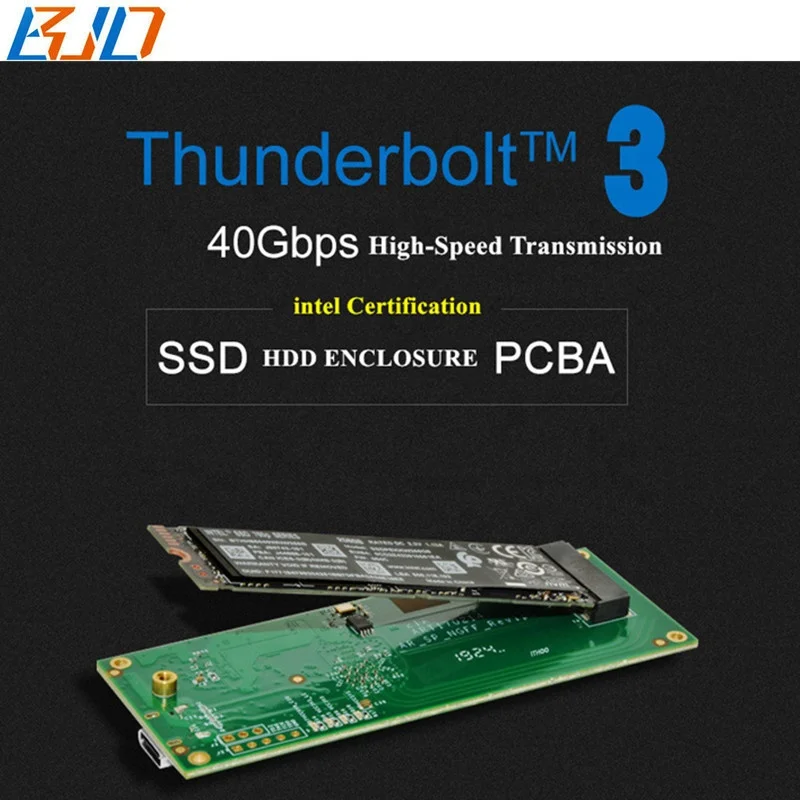 40Gbps Thunderbolt3 SSD Case Enclosure NGFF Key-M M2 NVME SSD Adapter  Data Cable