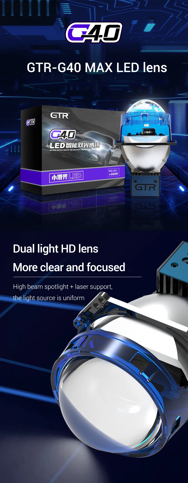 GTR G40 MAX LED Projector Lenses - Easy Install & High Power