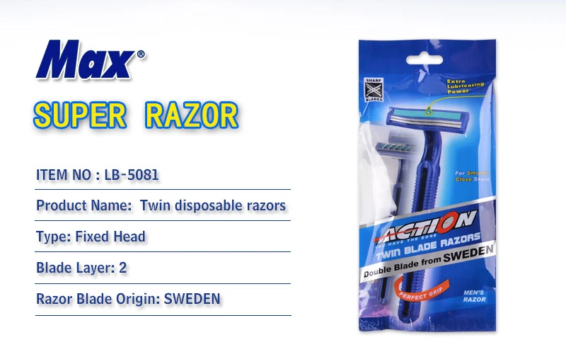 Hot selling plastic handle fixed double blade disposable razor