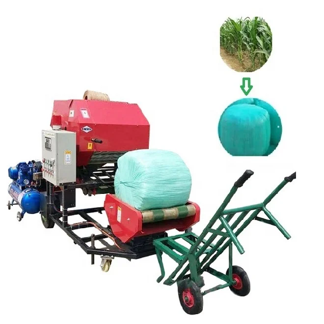 Napier Grass Peanut Corn Hay Straw Stalk Combined Silage Baler Machine  Silage Chopper Baler and Wrapper Machine Automatic