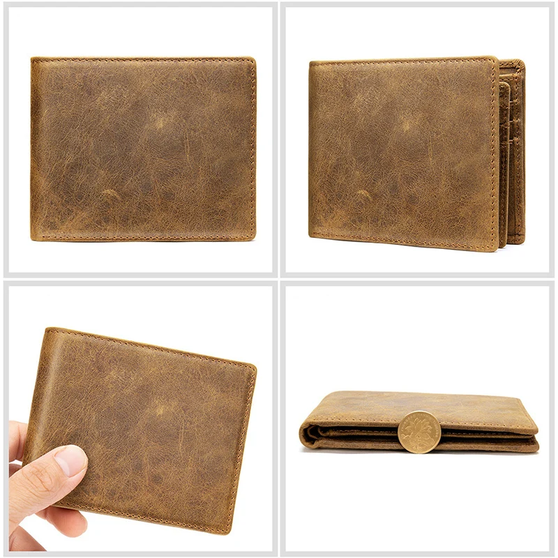 Custom Bifold Leather Wallet Rfid Blocking Genuine Leather Wallet Men's
