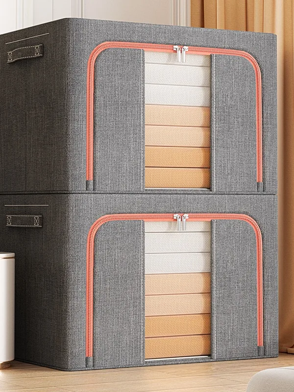 New Fabric Clothes Storage Box Foldable Storage Bag Steel Frame
