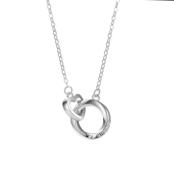 Wholesale Fashion Jewelry 925 Sterling Silver Necklaces Irregular Round Circle Heart Necklaces