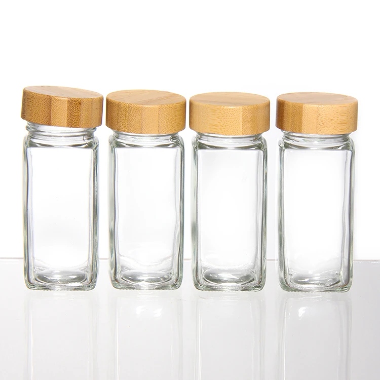 Simple Houseware Spice Jars 4 Ounce Square Bottles w/label, 12 Pack