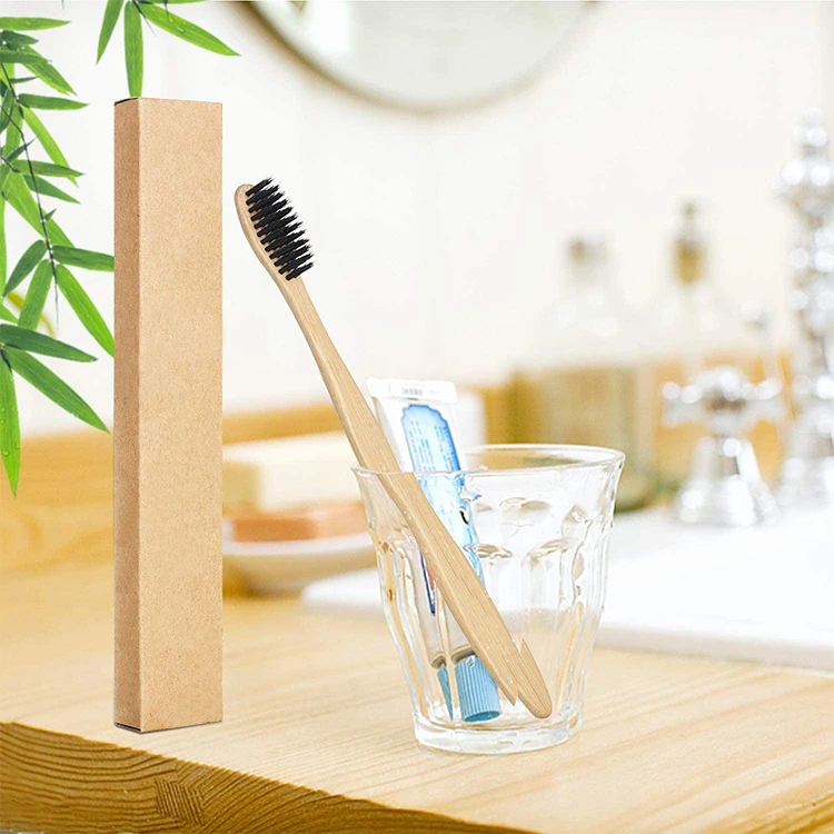 Winning Selling Charcoal Bamboo Toothbrush Teeth Cleaning Tool Tartar Remover Soft Bristle Round Han