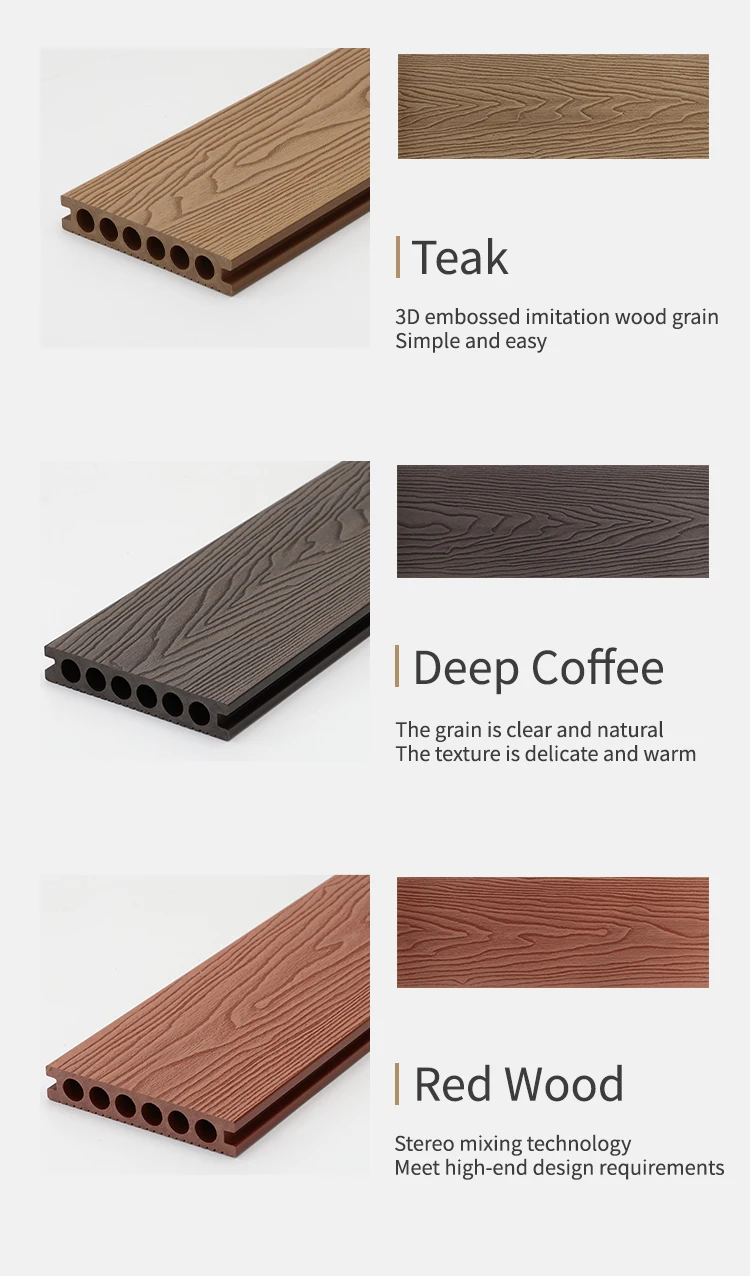 New Exterior 3d Embossed Wpc Flooring Wood Plastic Composite Decking