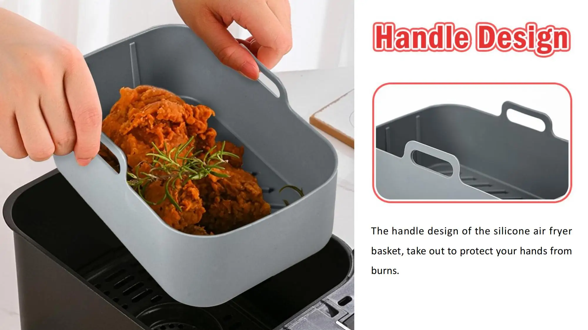 Air Fryer Silicone Liner Rectangle Kitchen Baking Food Safe Dual Air