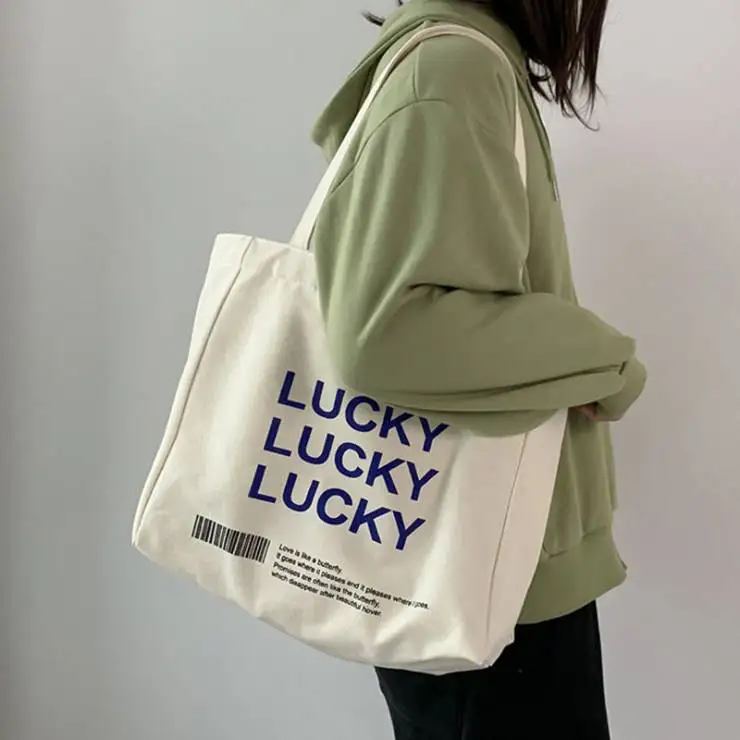 Wholesale Natural Blank Custom logo Printed Reusable Cotton Canvas Tote Bag  Shopping in Stock