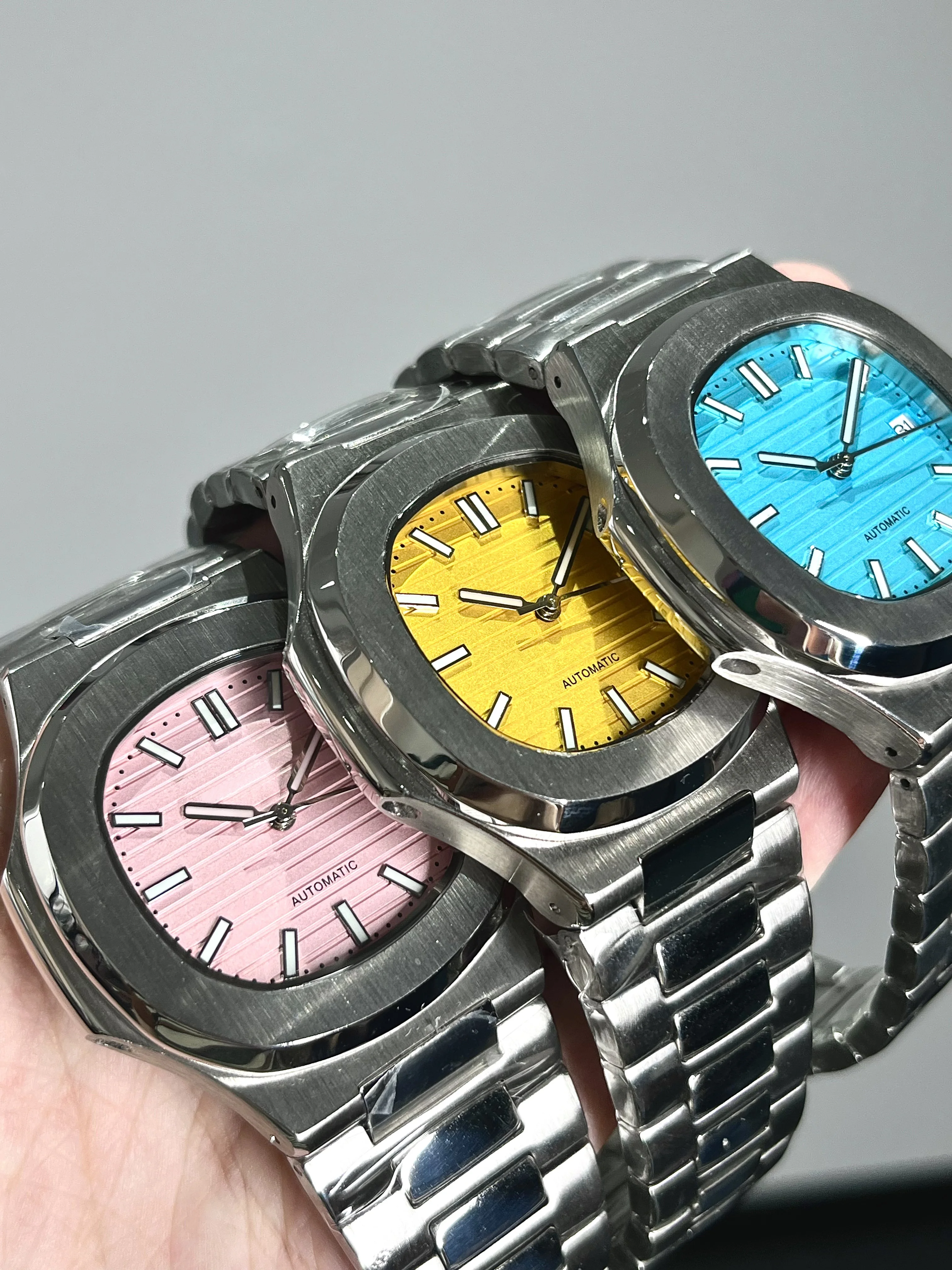 Reloj automático de acero inoxidable para hombre, caja cuadrada de