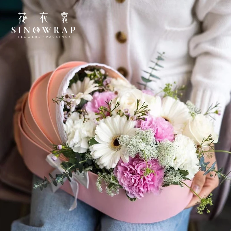 SINOWRAP New Arrival Cardboard Baby Crib Shaped Basket Gift Box Set Baby Shower, Gender Reveal, Flower Sweet Arrangement