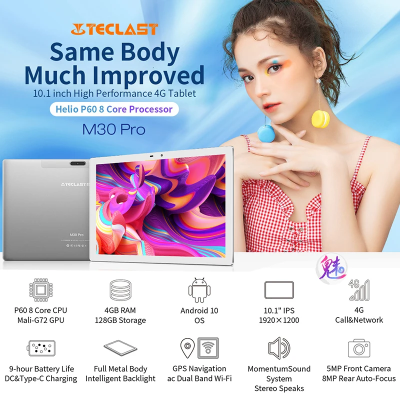 Teclast M30 Pro 10.1 Inch Android Tablet - 4GB RAM, 128GB ROM