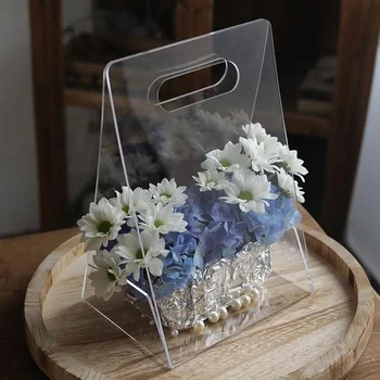 Acrylic Flower Bouquet Gift Packing Box Display Flower Bag Transparent Clear Birthday Wedding Decoration