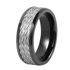 Tizti Tantalum Jewelry High Quality Tree Leaf Design Polished Black Zirconium Ring Tantalum Wedding Ring for Men