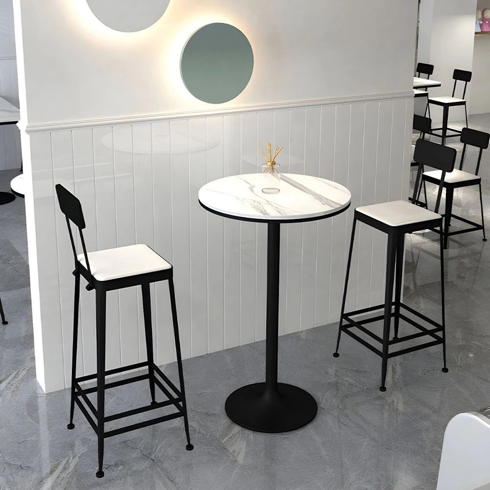Customizable Commercial Modern Small Round Marble Top Bar Height Table