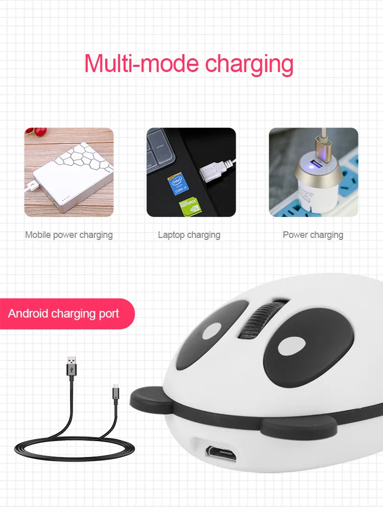 Newest 2.4GHz Wireless Optical Mouse Cute Panda Shape Mini Silent Mouse USB Interface Gaming Style Funny Computer Mouse