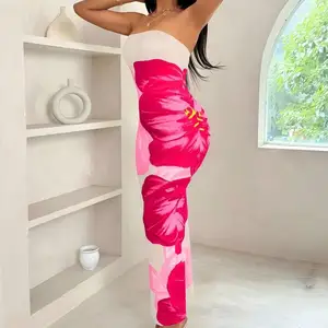 2026 New Women's Retro Casual Short Sleeve V Neck Dress Floral Printed with Belt Summer Fashion for Spring Season