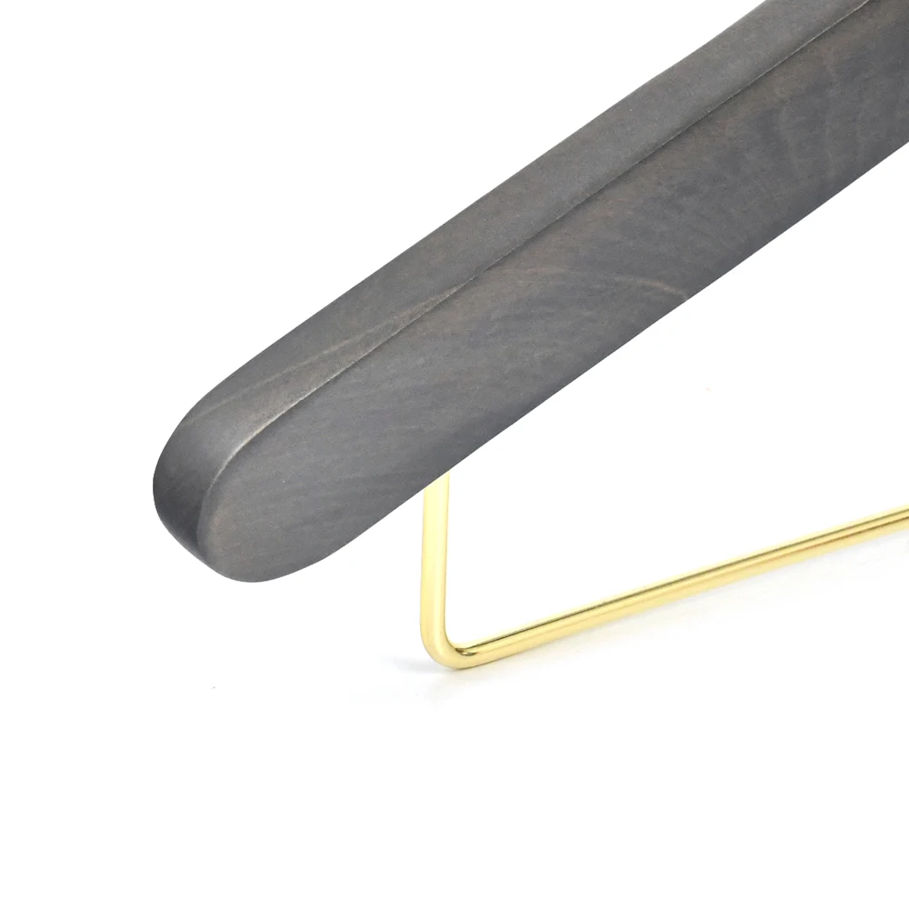 Manufacturer Wooden Hanger With Gold Hook Luxury Gold Hook Flat Wood Garment Hanger For Display