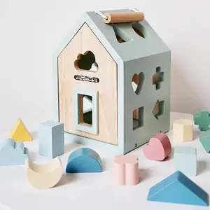 Montessori Smart House Puzzle for Kids Multi Functional Geometry Matching Building Blocks Early Education Cognitive Learning Toy