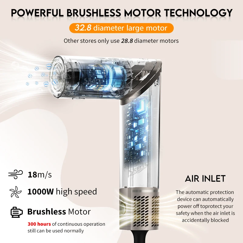 Foldable 90000 Rpm High Speed Bldc Brushless 8 In 1 Blow Dryer Brush ...