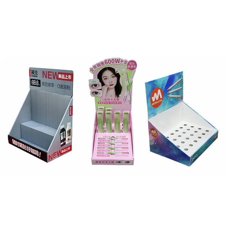 Custom Cosmetics Cardboard Sunscreen Cream Counter Display Unit Corrugated Paper Display Box