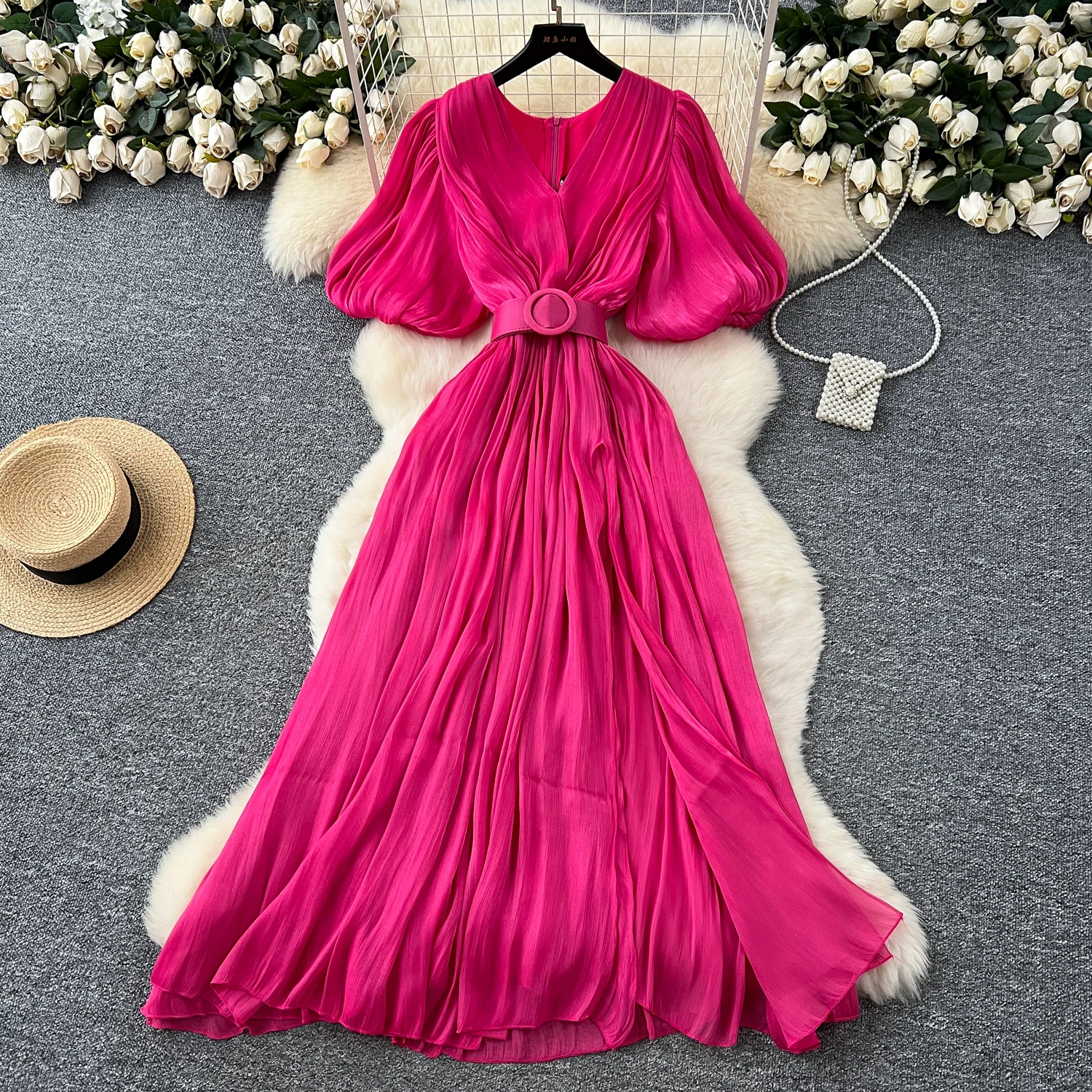green emerald velvet dress tuduoms Women's Summer Dress Flowy Boho Chiffon Maxi Dress Smocked Waist V  Neck Long Sleeve Floral Print Ruffle Long Dresses Beige at Amazon Women's  Clothing store