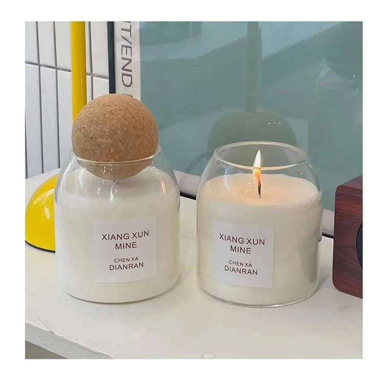 500ml Unique Glass Storage Jar Glass Candle Jar With Wood Cork Ball Lid Buy Jar With Ball Cork