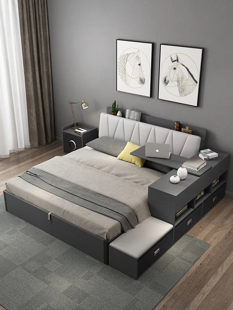 Modern Mdf Wood Bed Frame Couch Sofa Bed With Storage Bedroom Sets