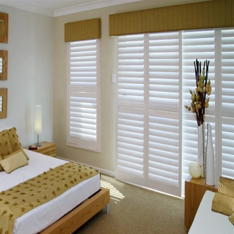 Factory Direct Custom Window Louver Plantation Shutters for Sliding Glass Doors