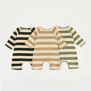 Best Selling Wholesale Baby Clothes Long Sleeves Striped Baby Romper Boys Cotton Jumpsuit