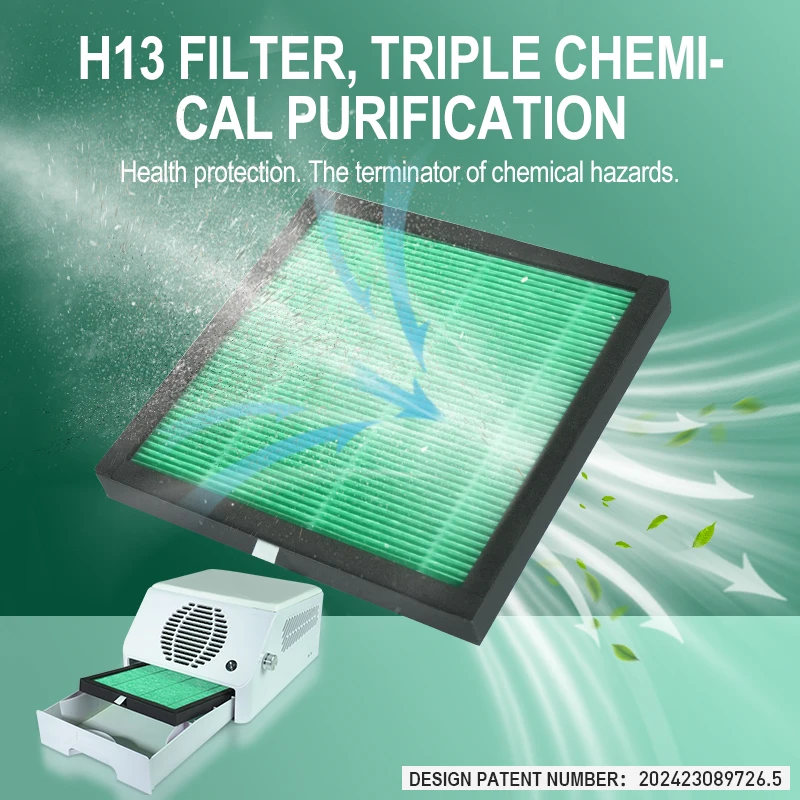 product 2032 120w high end desktop gel nail vacuum cleaner intelligent 3 in 1 pedicure manicure tabletop nail dust collectorhepa h13-6