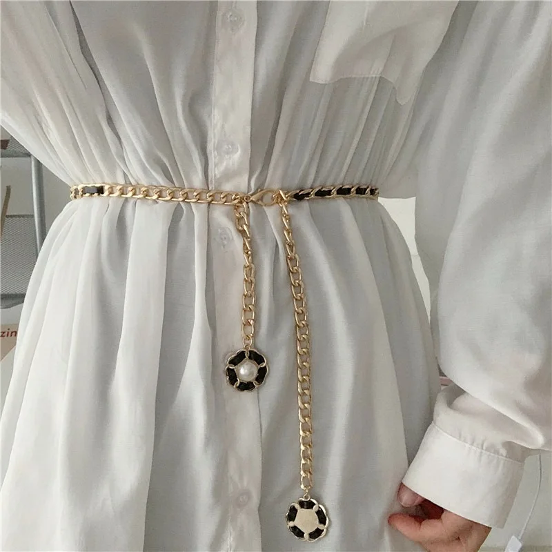 Fashion Pearl Women Gold Chain Belt Body Jewelry for Decoration